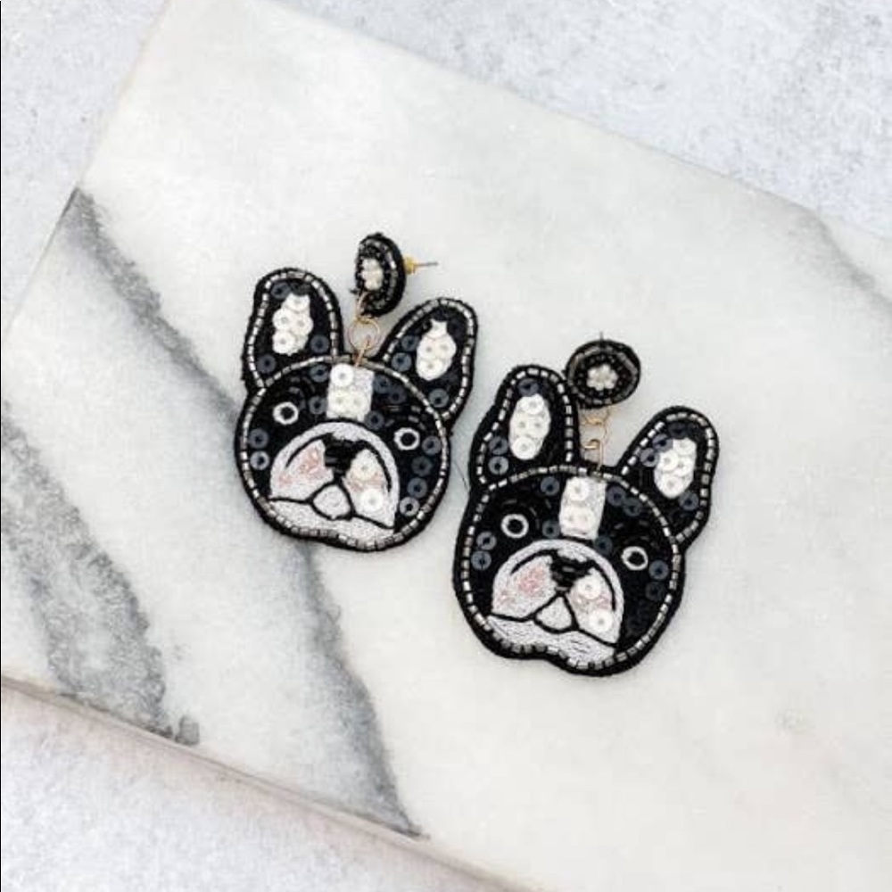 Bulldog beaded Statement earrings